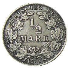 Монета 1/2 марки 1918 года A Германия (аверс)