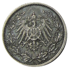 Монета 1/2 марки 1918 года A Германия (реверс)