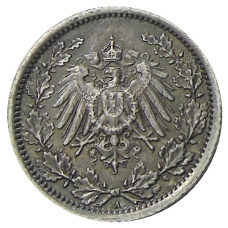 Монета 1/2 марки 1918 года A Германия (реверс)