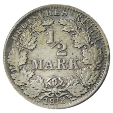 Монета 1/2 марки 1918 года J Германия (аверс)
