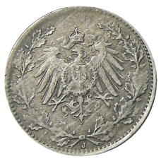 Монета 1/2 марки 1918 года J Германия (реверс)