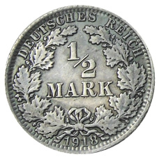 Монета 1/2 марки 1918 года A Германия (аверс)