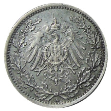 Монета 1/2 марки 1918 года A Германия (реверс)