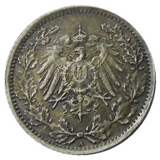 Монета 1/2 марки 1917 года A Германия (реверс)