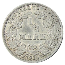 Монета 1/2 марки 1915 года A Германия (аверс)