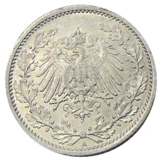 Монета 1/2 марки 1915 года A Германия (реверс)