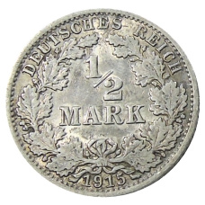 Монета 1/2 марки 1915 года A Германия (аверс)