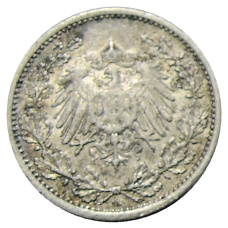 Монета 1/2 марки 1915 года A Германия (реверс)