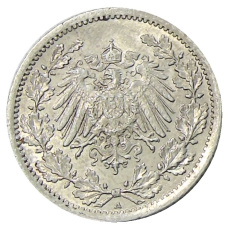 Монета 1/2 марки 1914 года A Германия (реверс)