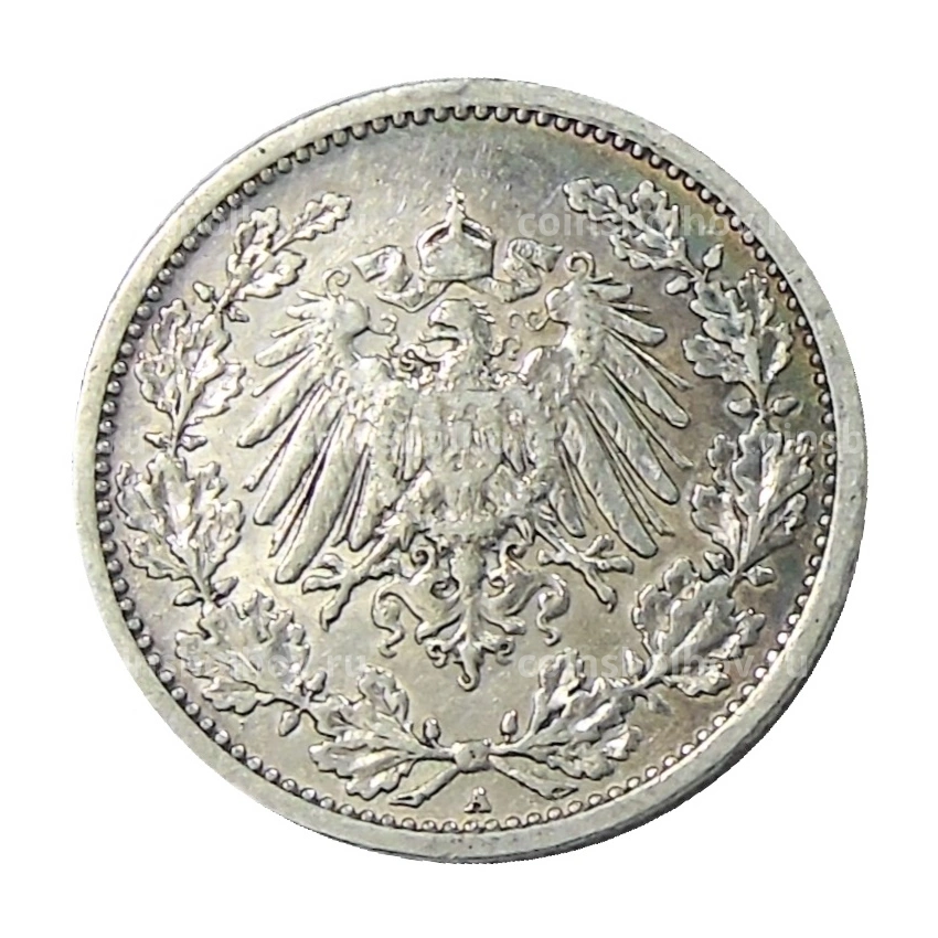 Монета 1/2 марки 1909 года A Германия (вид 2)