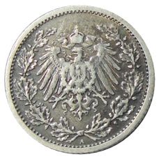 Монета 1/2 марки 1908 года A Германия (реверс)