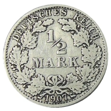 Монета 1/2 марки 1907 года A Германия (аверс)