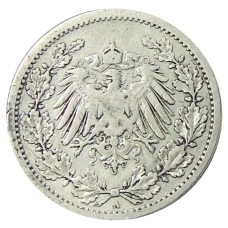 Монета 1/2 марки 1907 года A Германия (реверс)