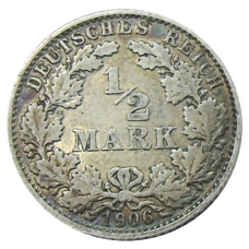 Монета 1/2 марки 1906 года Е Германия (аверс)