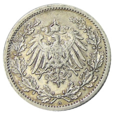 Монета 1/2 марки 1906 года A Германия (реверс)