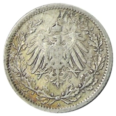 Монета 1/2 марки 1906 года A Германия (реверс)