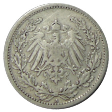 Монета 1/2 марки 1905 года A Германия (реверс)