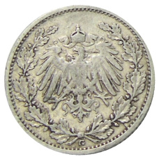 Монета 1/2 марки 1905 года G Германия (реверс)