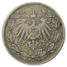 Монета 1/2 марки 1905 года J Германия (реверс)