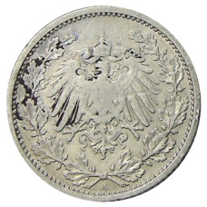 Монета 1/2 марки 1905 года A Германия (реверс)