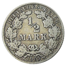 Монета 1/2 марки 1905 года A Германия (аверс)