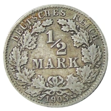 Монета 1/2 марки 1905 года A Германия (аверс)
