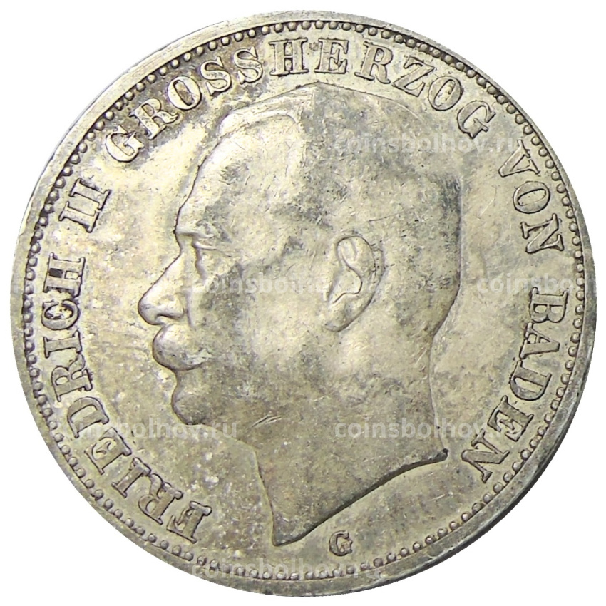 Монета 3 марки 1912 года G Германия (Баден)
