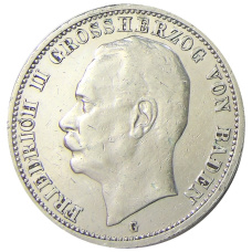 Монета 3 марки 1911 года G Германия (Баден) (аверс)