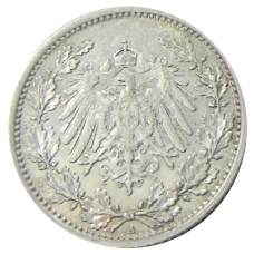 Монета 1/2 марки 1905 года A Германия (реверс)