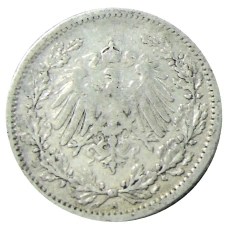 Монета 1/2 марки 1905 года A Германия (реверс)