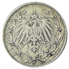 Монета 1/2 марки 1905 года G Германия (реверс)
