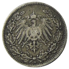 Монета 1/2 марки 1905 года A Германия (реверс)