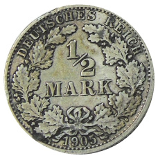 Монета 1/2 марки 1905 года A Германия (аверс)