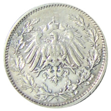 Монета 1/2 марки 1906 года E Германия (реверс)