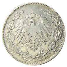 Монета 1/2 марки 1906 года D Германия (реверс)