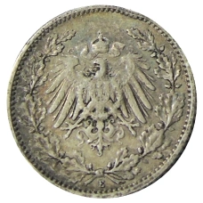 Монета 1/2 марки 1906 года E Германия (реверс)