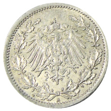 Монета 1/2 марки 1914 года A Германия (реверс)