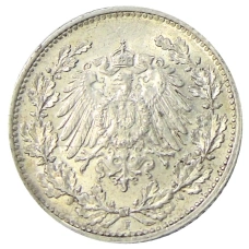 Монета 1/2 марки 1915 года F Германия (реверс)