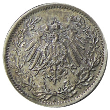 Монета 1/2 марки 1917 года A Германия (реверс)