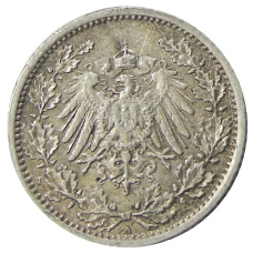 Монета 1/2 марки 1917 года A Германия (реверс)