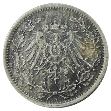 Монета 1/2 марки 1918 года A Германия (реверс)