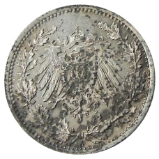 Монета 1/2 марки 1918 года A Германия (реверс)