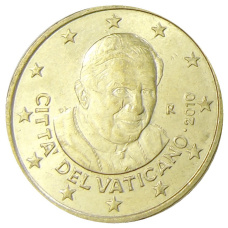 Монета 50 евроцентов 2010 года Ватикан (аверс)