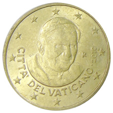 Монета 50 евроцентов 2010 года Ватикан (аверс)