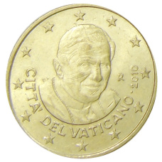 Монета 50 евроцентов 2010 года Ватикан (аверс)