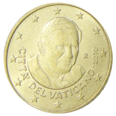 Монета 50 евроцентов 2010 года Ватикан (аверс)