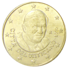 Монета 50 евроцентов 2010 года Ватикан (аверс)