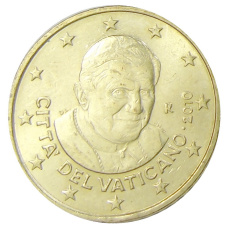 Монета 50 евроцентов 2010 года Ватикан (аверс)