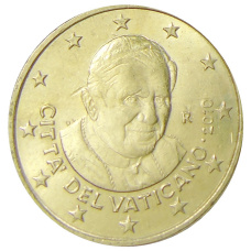 Монета 50 евроцентов 2010 года Ватикан (аверс)
