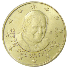 Монета 50 евроцентов 2010 года Ватикан (аверс)